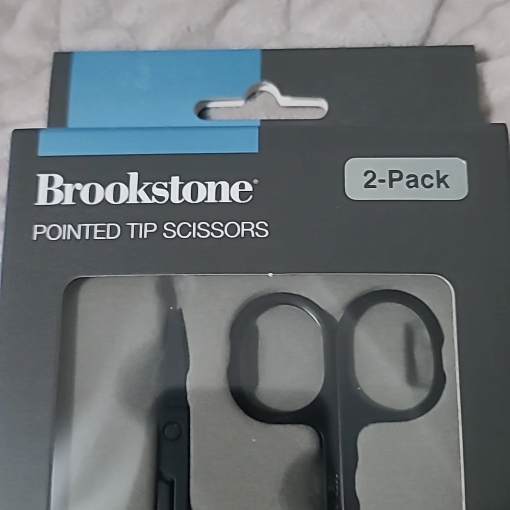 🆕 Brookstone Black Coated Stainless Steel Pointed Tip Grooming Scissors Kit